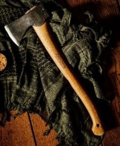 Axe on top of a cloth